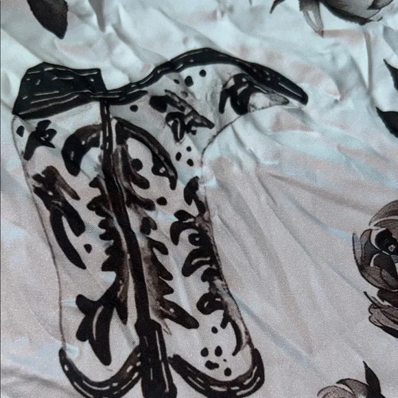 Scarf-- white brown cowboy boots roses square neck purse hair accessory - Picture 8 of 9